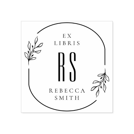 手モダン描き葉の名前をカスタムする ラバースタンプ (インプリント)