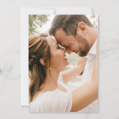 手モダン描き青いヤシの木の写真結婚 招待状 (裏面)