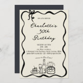 手モダン描き30歳の誕生日招待状 招待状 (正面/裏面)