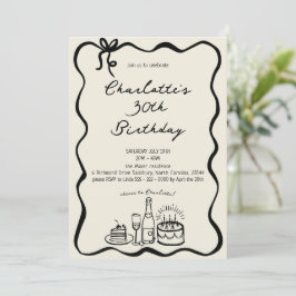 手モダン描き30歳の誕生日招待状 招待状