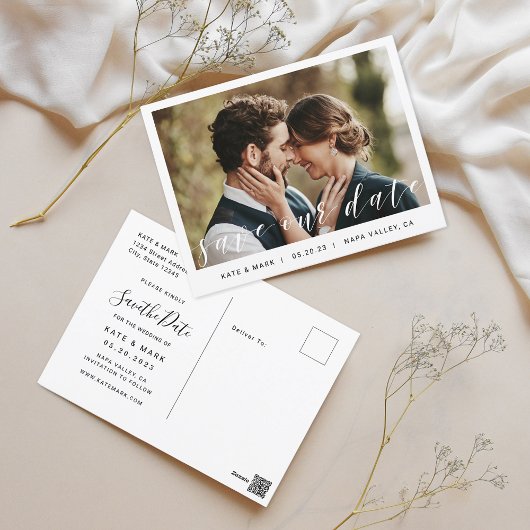 手モダン救台写真結婚の日付 ポストカード