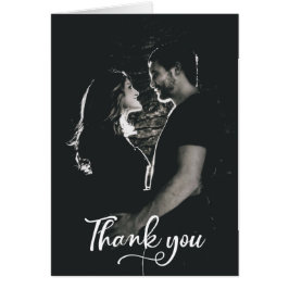 手モダン文字の結婚サンキューカード