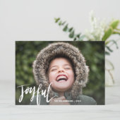 手モダン文字Joyful Holiday Photo シーズンカード (スタンド正面)
