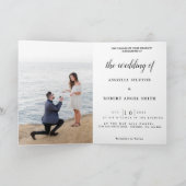 手モダン書白の台本の写真結婚 招待状 (内部)