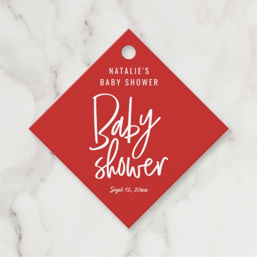 手モダン書赤ちゃんシャワー フェイバータグ (正面)