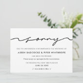 手モダン筆の結婚申し訳ない更新カード 招待状 (スタンド正面)