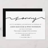 手モダン筆の結婚申し訳ない更新カード 招待状 (正面/裏面)