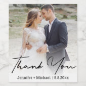 手モダン結婚で撮った写真感謝してい。 ワインラベル (シングルラベル)