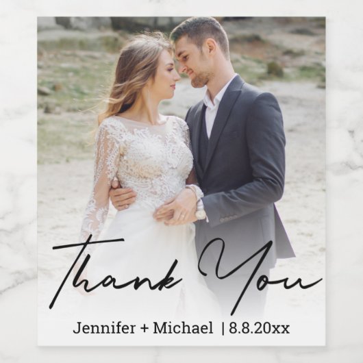 手モダン結婚で撮った写真感謝してい。 ワインラベル (シングルラベル)