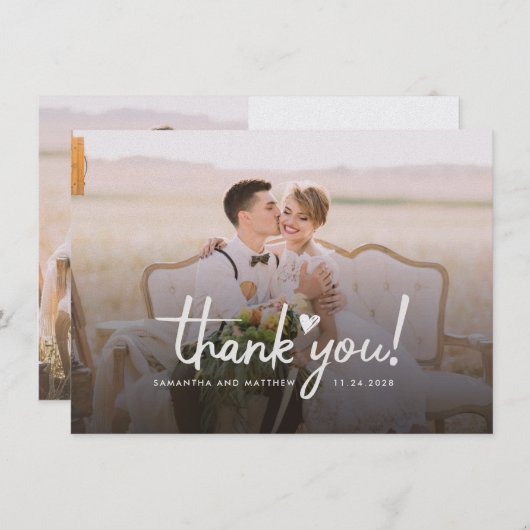 手モダン結婚で書いたサンキューカード (正面/裏面)