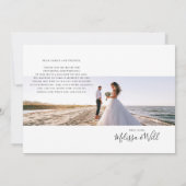 手モダン結婚で書かれた新婚の写真 サンキューカード (裏面)