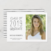 手モダン解卒業写真パーティー招待状 案内状 (正面/裏面)