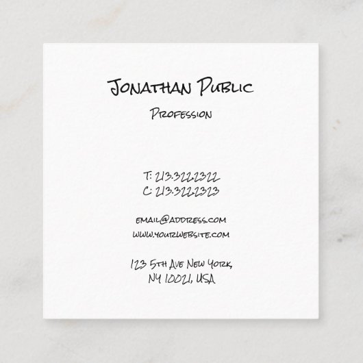 手モダン跡テンプレートトレンディープロフェッショナル スクエア名刺 (裏面)