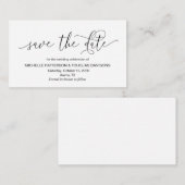 手モダン黒インクスクリプト結婚式の日付を保存 エンクロージャーカード (正面/裏面)