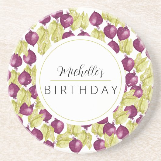 手モノグラムのビー色彩の鮮やかト水彩画 コースター (正面)