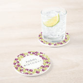 手モノグラムのビー色彩の鮮やかト水彩画 コースター (側面)