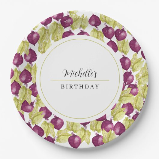 手モノグラムのビー色彩の鮮やかト水彩画 ペーパープレート (正面)