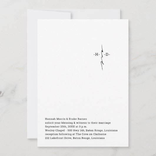 手モノグラムのレターシッククロス結婚ズ 招待状 (正面)