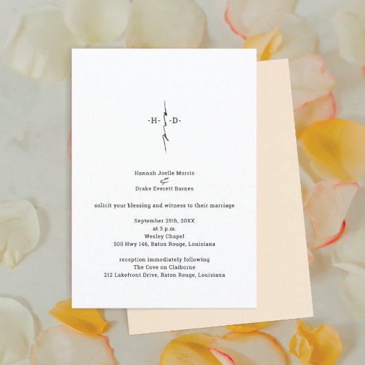 手モノグラムの入力キリスト教クロス結婚ズ 招待状