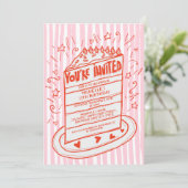 手ユニークお洒落引ドードルお誕生日ケーキ 招待状 (スタンド正面)