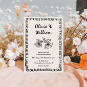 手ユニーク予測できな引きレトロ結婚 招待状