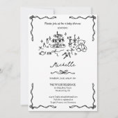 手ユニーク引きお洒落ドードル赤ちゃんシャワー 招待状 (正面)