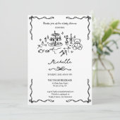 手ユニーク引きお洒落ドードル赤ちゃんシャワー 招待状 (スタンド正面)