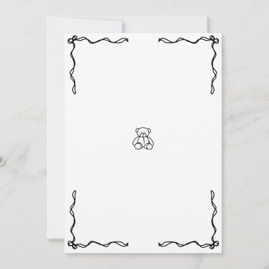 手ユニーク引きお洒落ドードル赤ちゃんシャワー 招待状 (裏面)