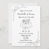 手ユニーク引きコンテンポラリーレトロフランスのおもしろい 招待状 (正面)