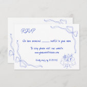 手ユニーク引きコンテンポラリーレトロフランスのボウ 招待状 (正面/裏面)