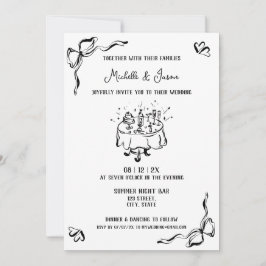 手ユニーク引きコンテンポラリーレトロフランスのボウ 招待状