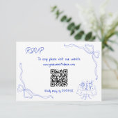 手ユニーク引きコンテンポラリーQRコードフランスのボウ 招待状 (スタンド正面)