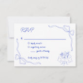 手ユニーク引きコンテンポラリーQRコードフランスのボウ 招待状 (正面)