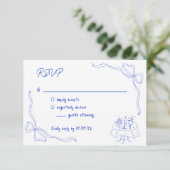 手ユニーク引きコンテンポラリーQRコードフランスのボウ 招待状 (スタンド正面)