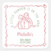 手ユニーク引き小さなかぼちゃの秋赤ちゃんシャワー スクエアシール (正面)