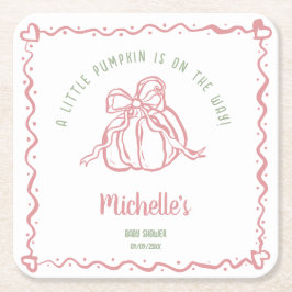 手ユニーク引き小さなかぼちゃの秋赤ちゃんシャワー スクエアペーパーコースター