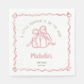 手ユニーク引き小さなかぼちゃの秋赤ちゃんシャワー スタンダードランチョンナプキン (正面)