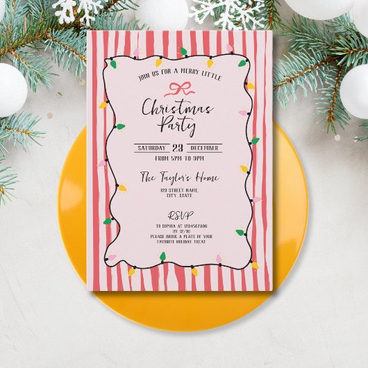 手ユニーク引き弓お洒落クリスマスパーティー 招待状