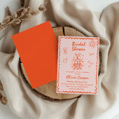 手ユニーク引き明カラフルるいブライダルシャワー 招待状