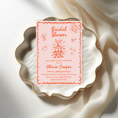 手ユニーク引き明カラフルるいブライダルシャワー 招待状