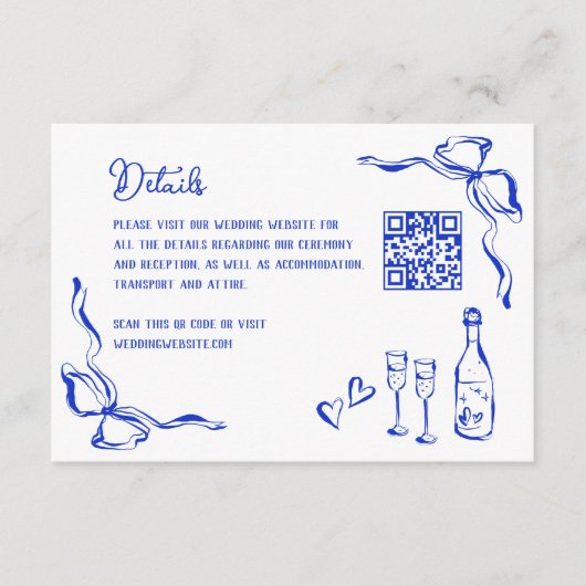 手ユニーク引き青フランスのQRコード詳細 エンクロージャーカード (正面)