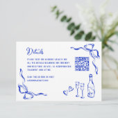 手ユニーク引き青フランスのQRコード詳細 エンクロージャーカード (スタンド正面)