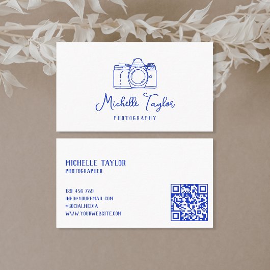 手ユニーク引写真カメラQRコード 名刺