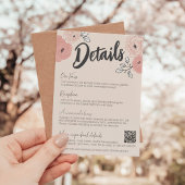 手ユニーク描きピンクフローラの結婚詳細 エンクロージャーカード