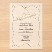 手ユニーク描きロマン結婚ティック アクリル招待状 (正面)