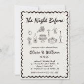 手ユニーク描き予測できなレトロリハーサルディナー 招待状 (正面)