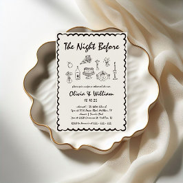 手ユニーク描き予測できなレトロリハーサルディナー 招待状