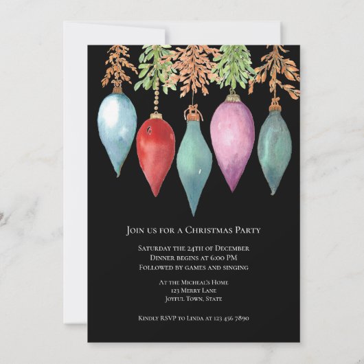 手ユニーク水絵を描色クリスマスパーティー 招待状 (裏面)