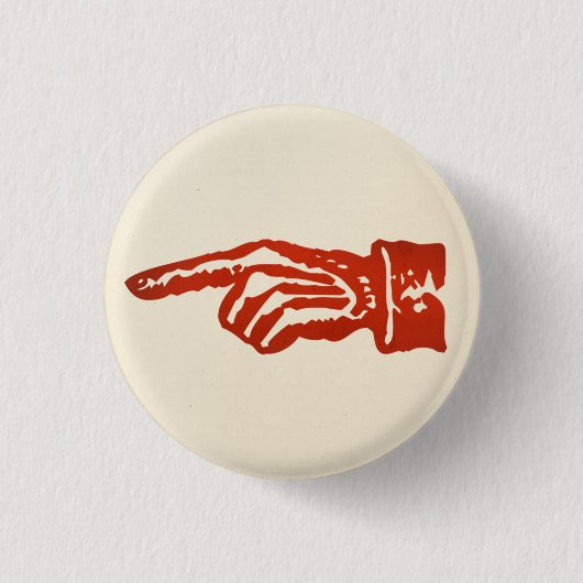 手ライトを指すヴィンテージの赤 缶バッジ (正面)