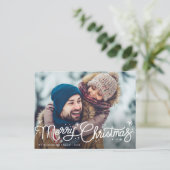 手レタリングクリスマスの喜び休日 ポストカード (スタンド正面)